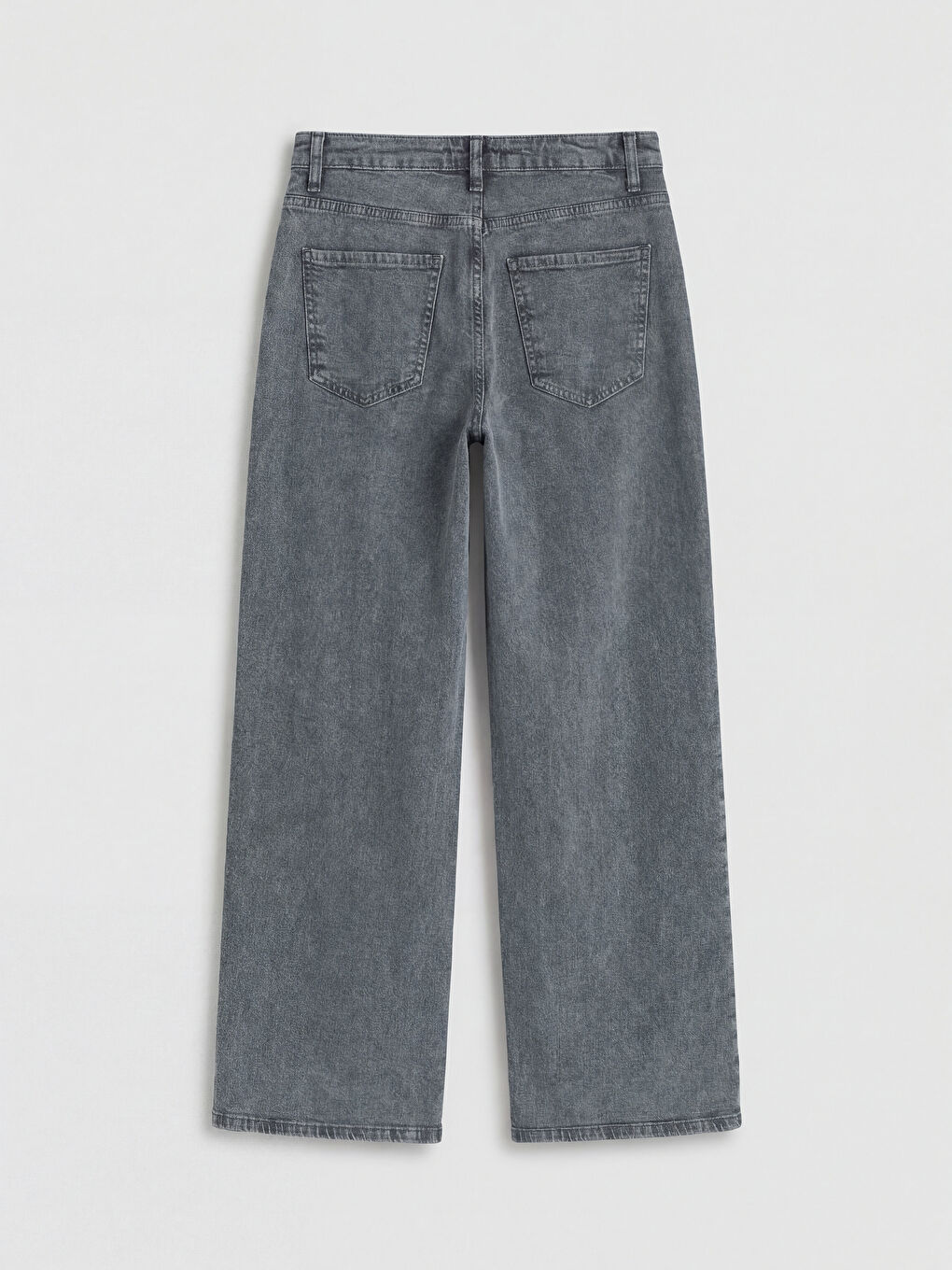 Antrasit Yüksek Bel Wideleg Kadın Jean Pantolon-1