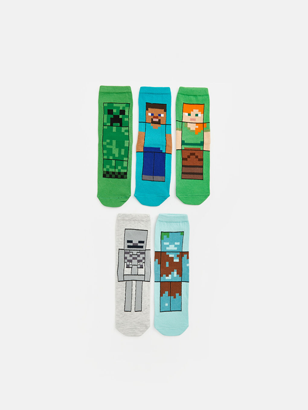 Karışık Minecraft Desenli Erkek Çocuk Soket Çorap 5'li