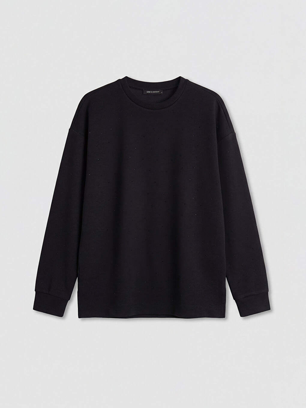 Siyah Taşlı Soft Touch Oversize Kadın Sweatshirt