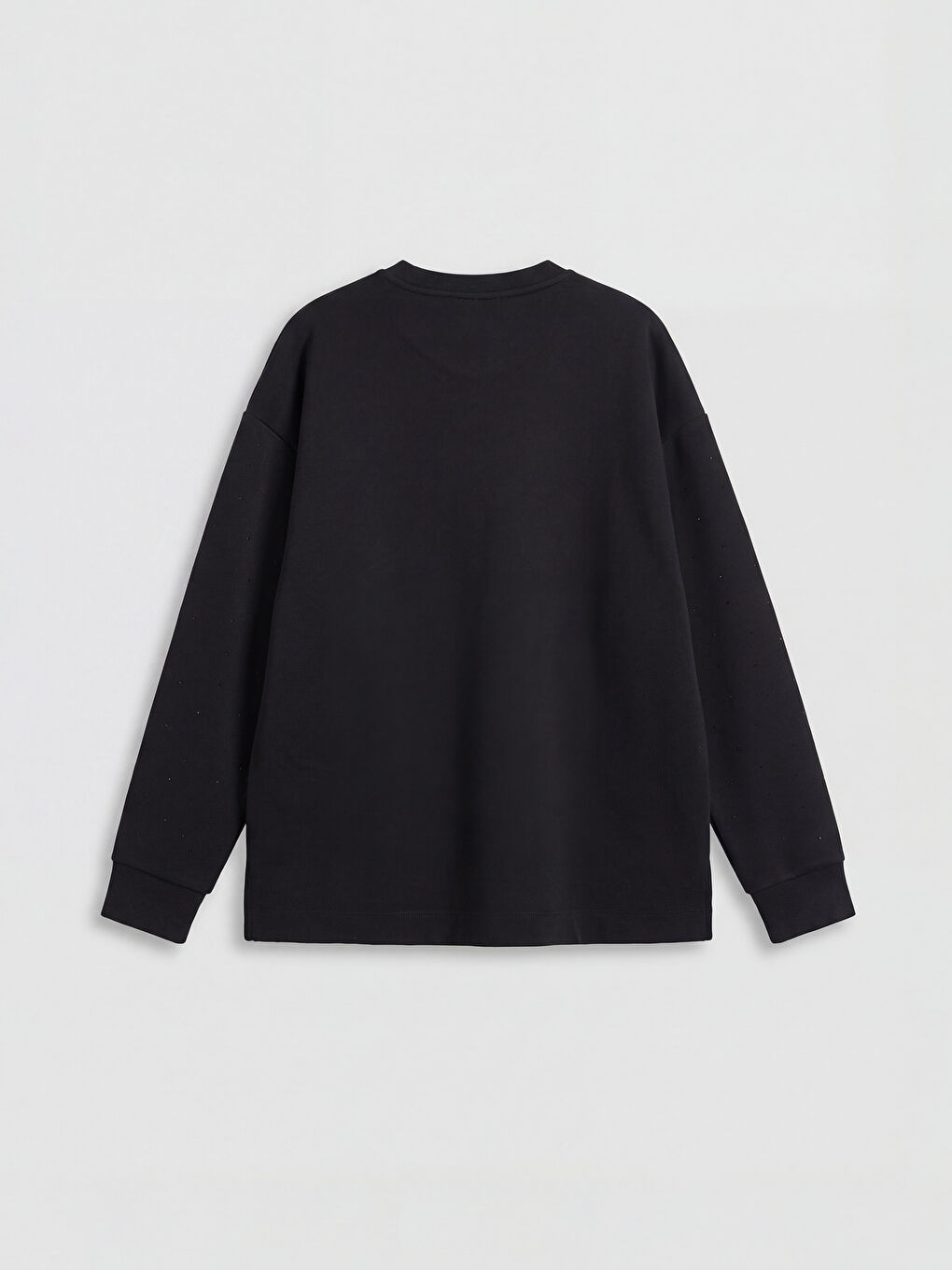 Siyah Taşlı Soft Touch Oversize Kadın Sweatshirt-1