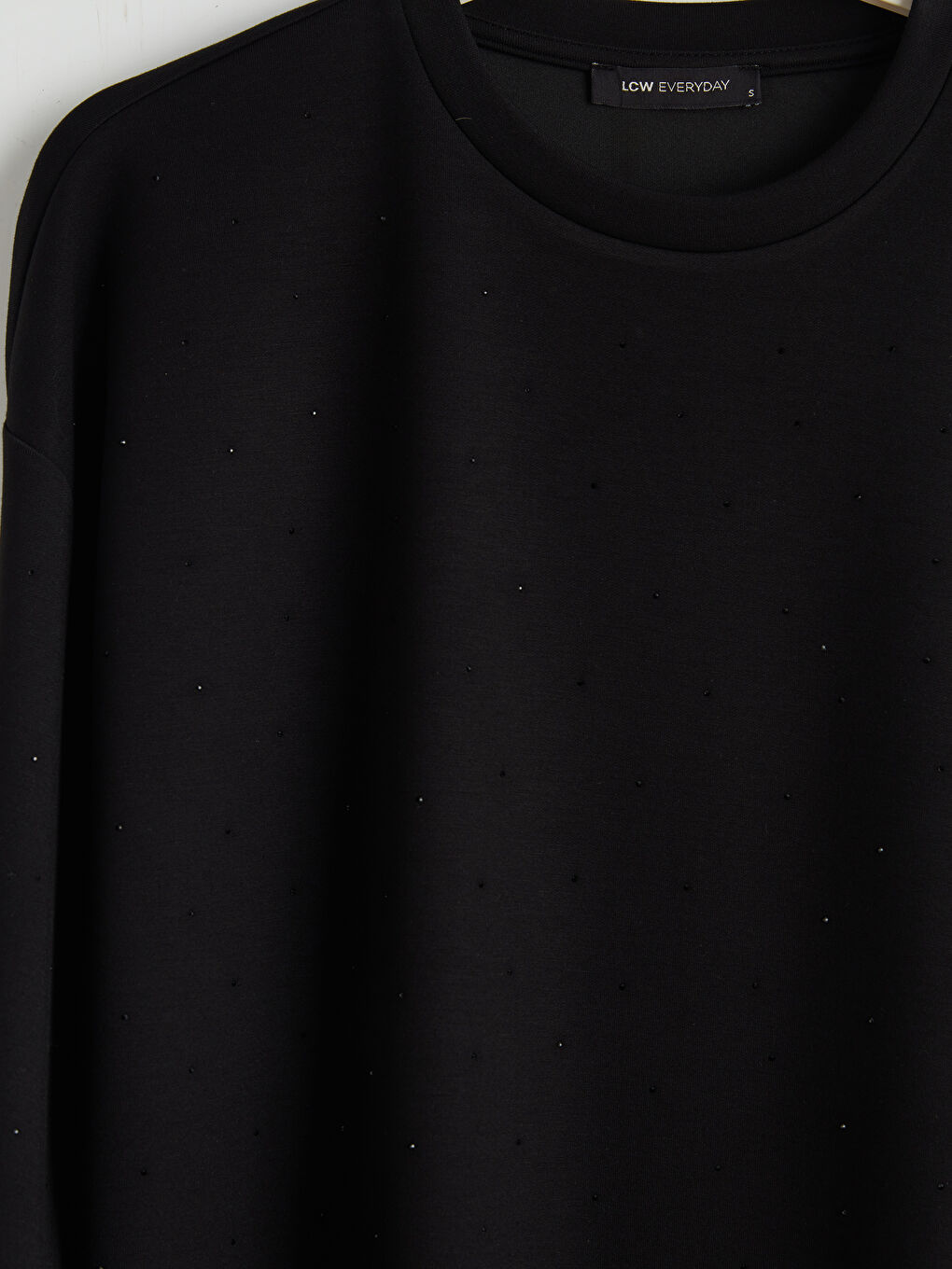 Siyah Taşlı Soft Touch Oversize Kadın Sweatshirt-3