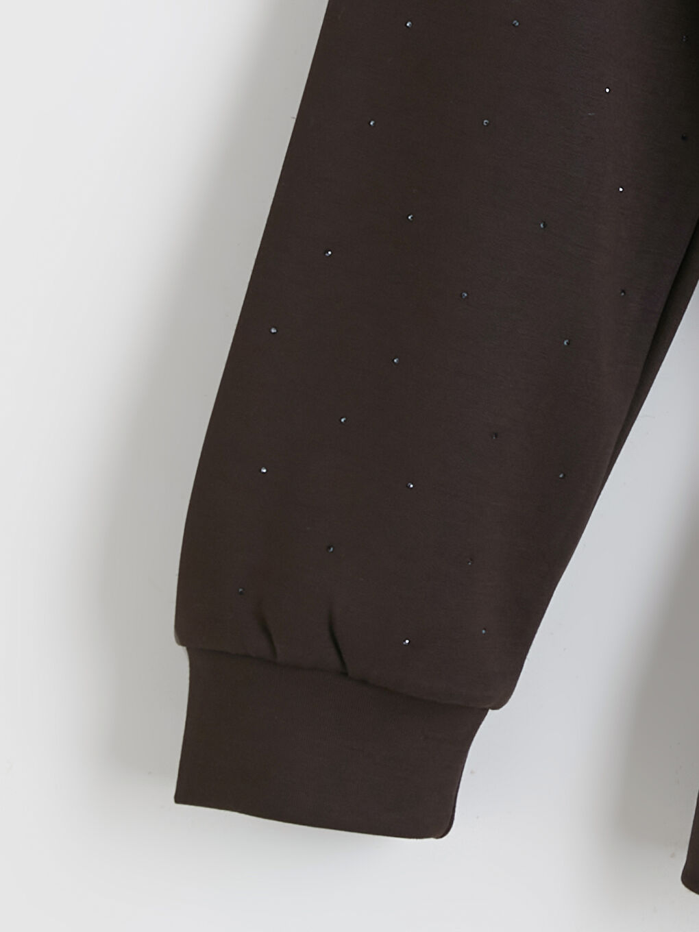 Kahverengi Taşlı Soft Touch Oversize Kadın Sweatshirt-2