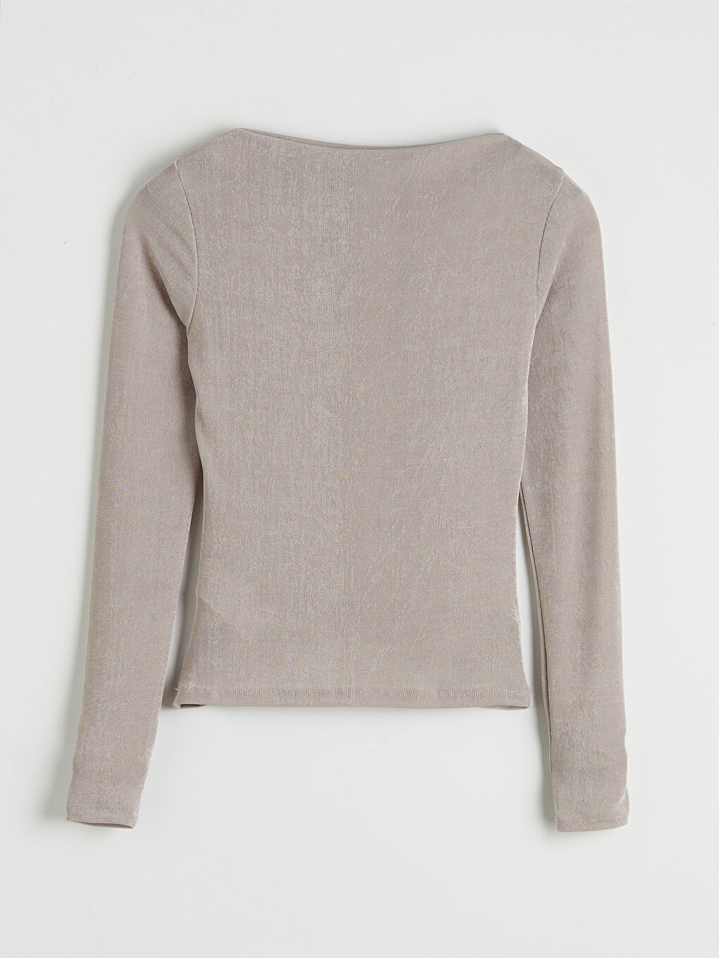 Gri Kayık Yaka Büzgülü Bluz-1