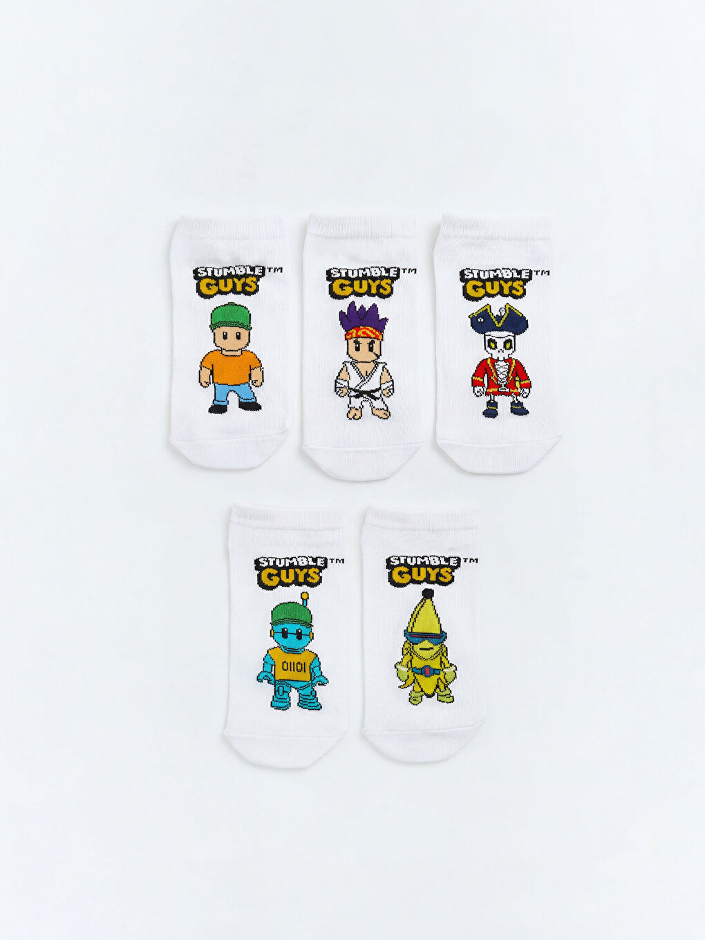 Karışık Stumble Guys Desenli Erkek Çocuk Patik Çorap 5'li