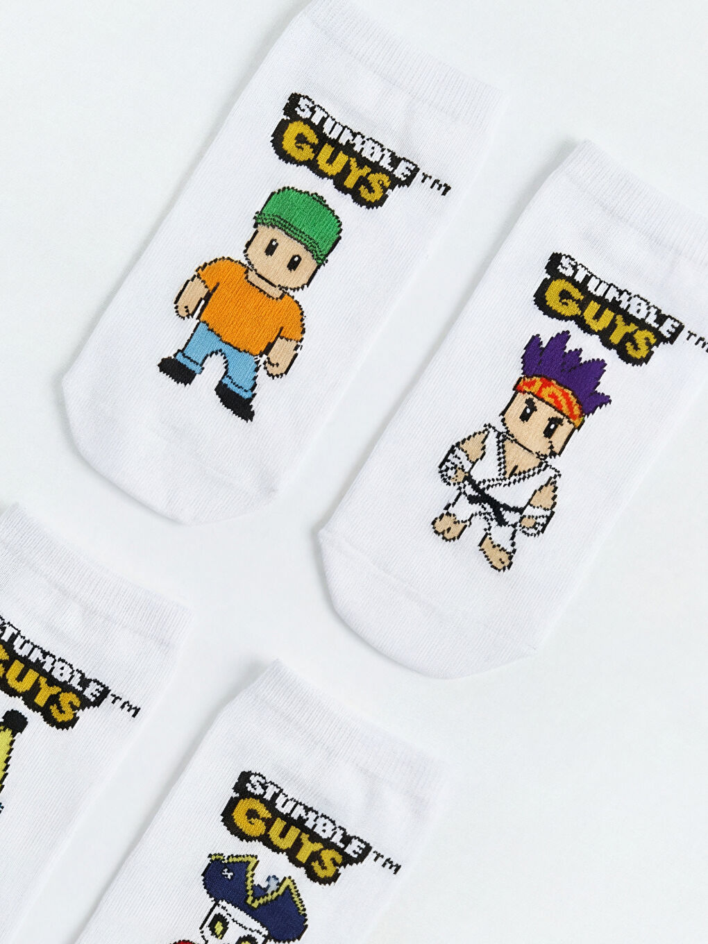 Karışık Stumble Guys Desenli Erkek Çocuk Patik Çorap 5'li-1