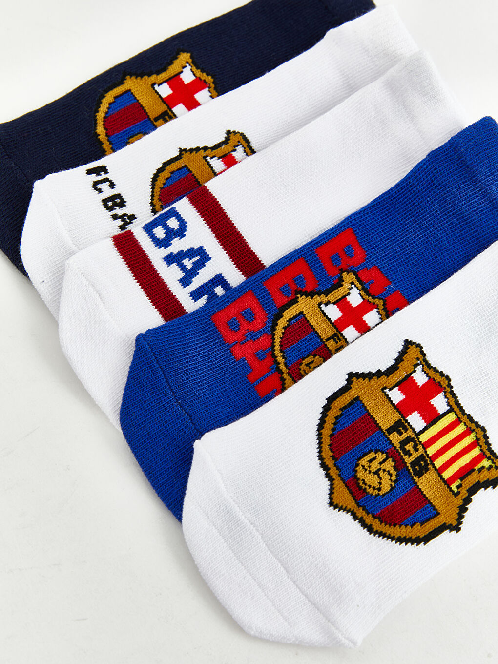 Karışık FC Barcelona Baskılı Erkek Çocuk Patik Çorap 5'li-6