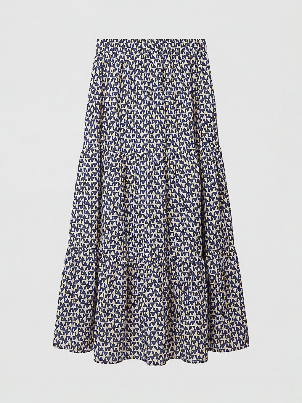 İndigo Beli Lastikli Desenli Katkat Etek