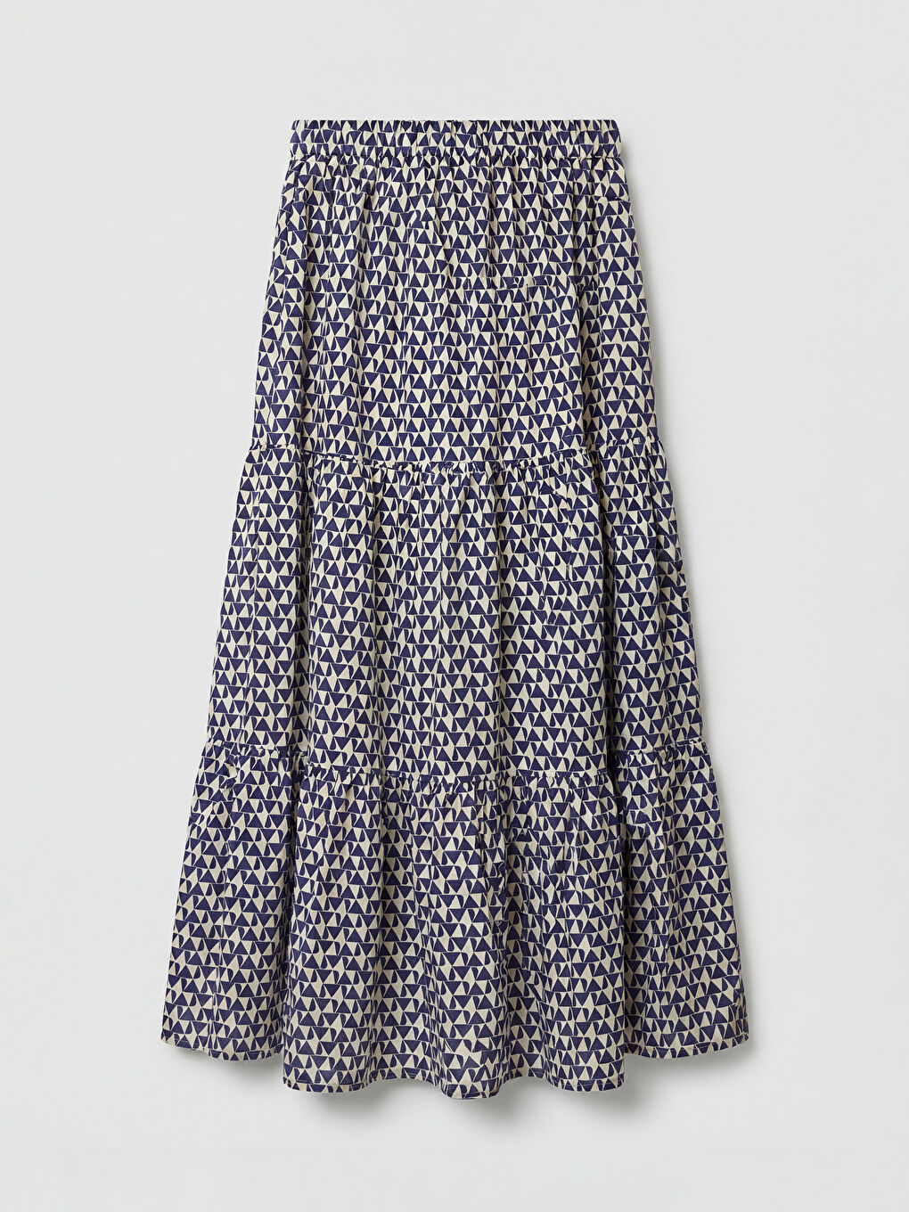 İndigo Beli Lastikli Desenli Katkat Etek-1