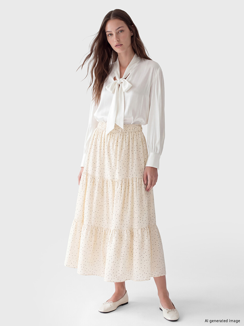 Elastic Waist Patterned Layered Skirt