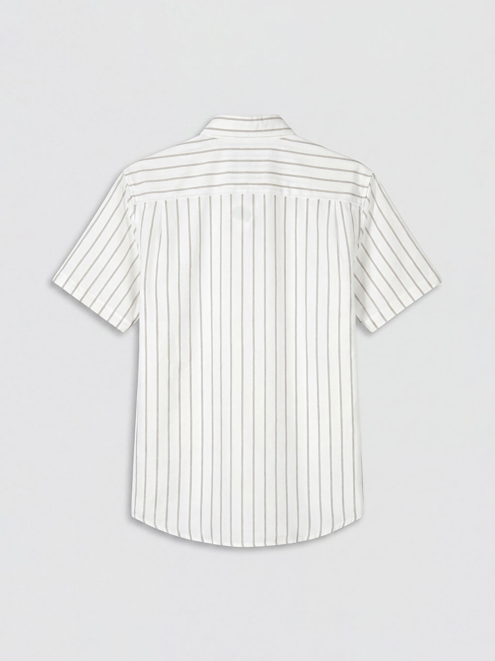 Ekru Regular Fit Çizgili Oxford Erkek Gömlek-1