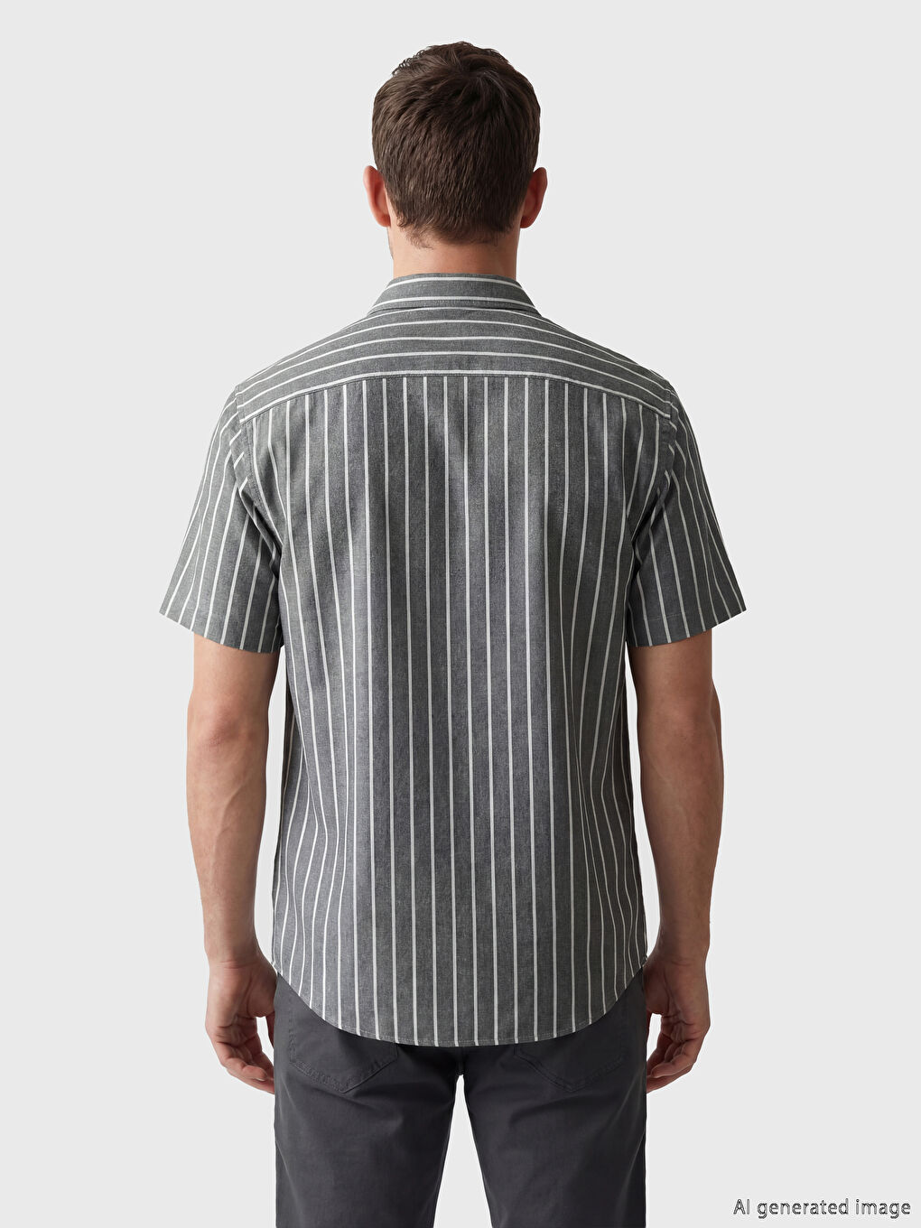 Kahverengi Regular Fit Çizgili Erkek Gömlek-3