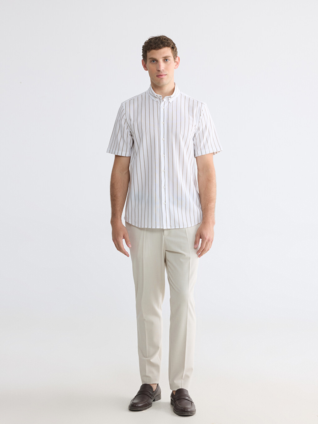 Regular Fit Striped Oxford Men's Shirt-2