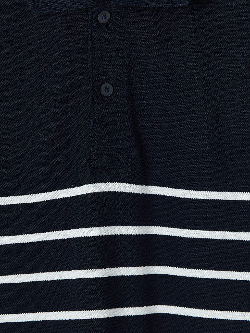 Lacivert Polo Yaka Çizgili Pike Erkek Tişört-2