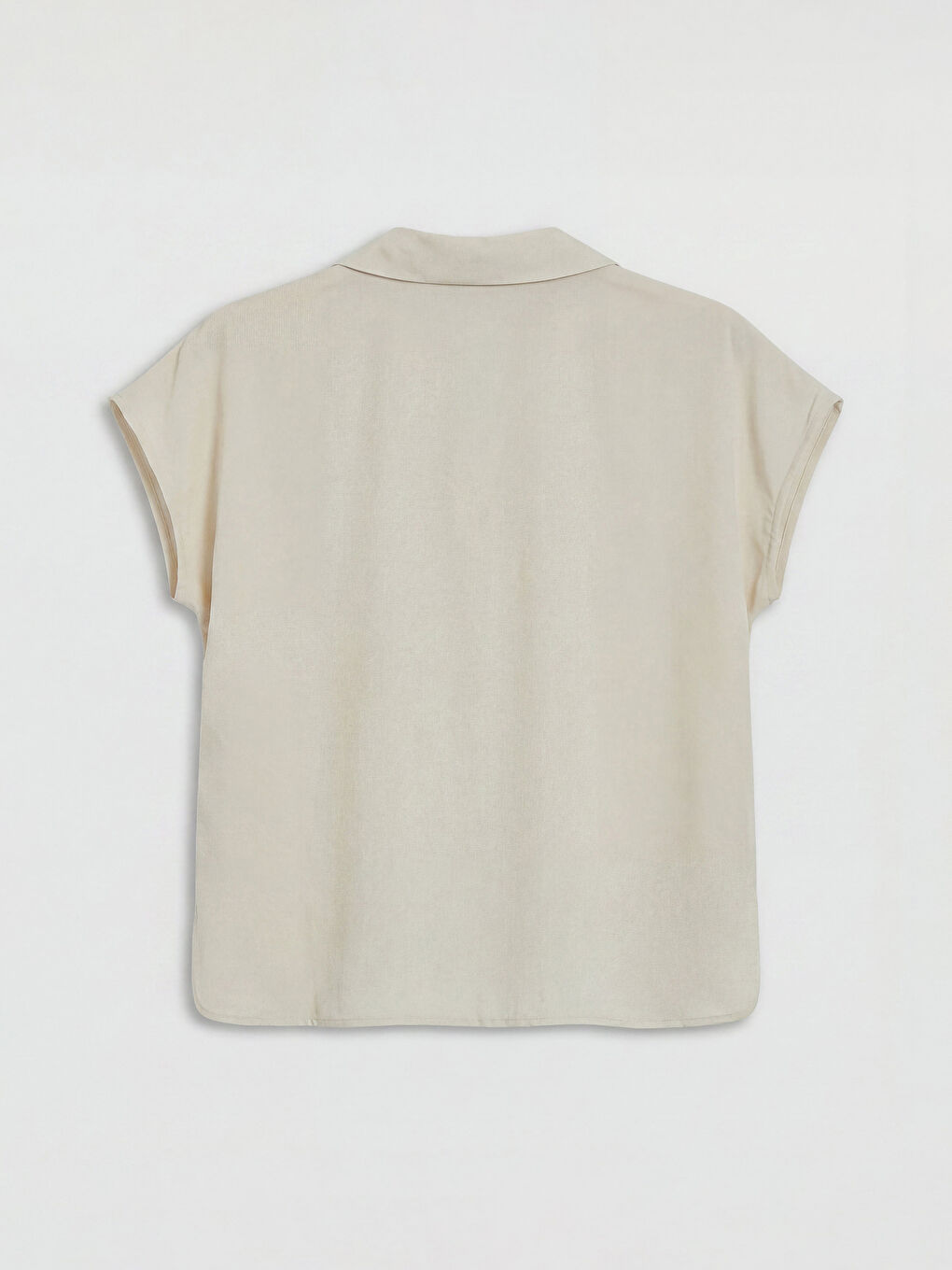 Bej Gömlek Yaka Modal Karışımlı Bluz-1