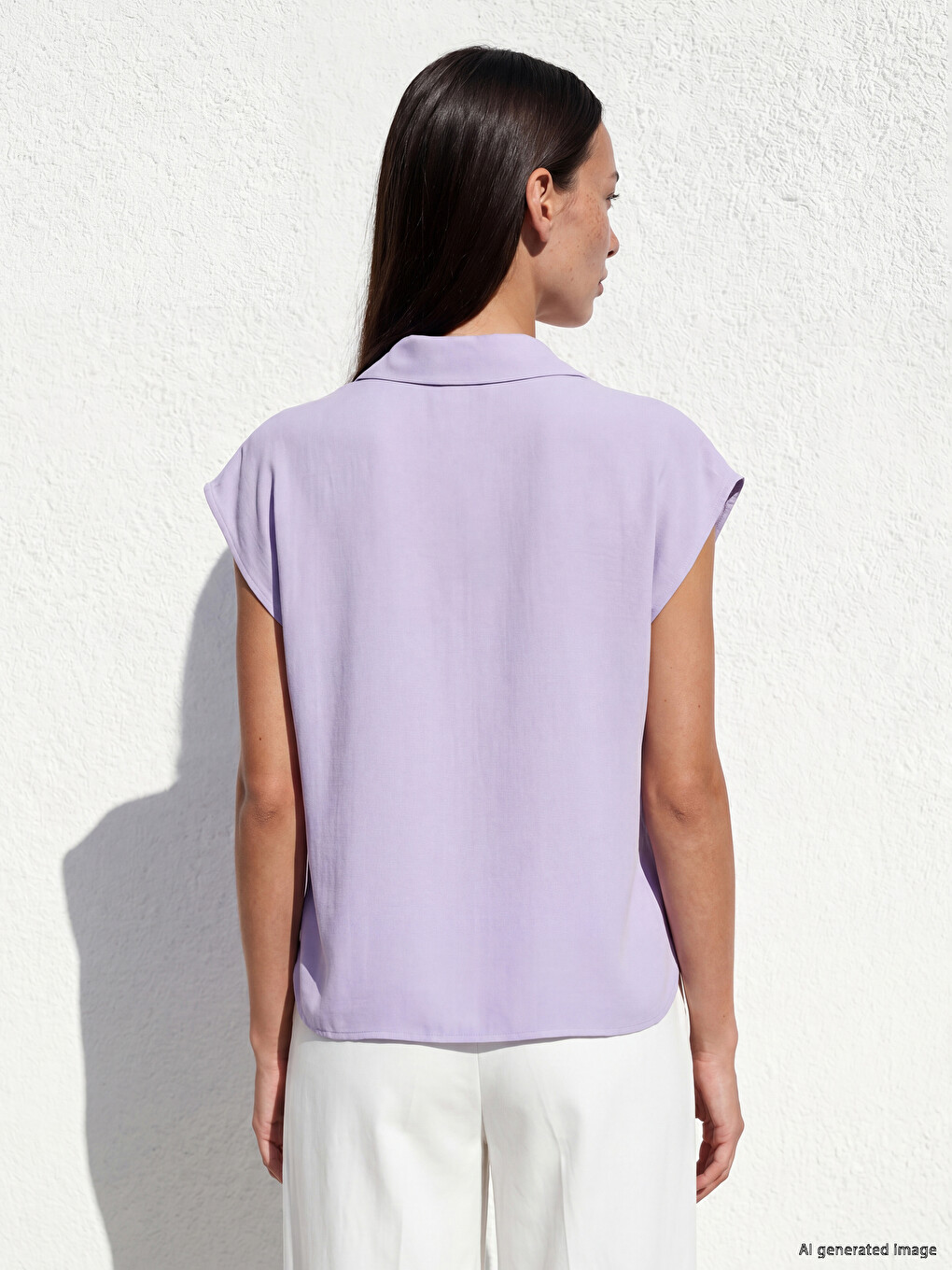 Bluza sa klasičnom kragnom od modal mešavine-3