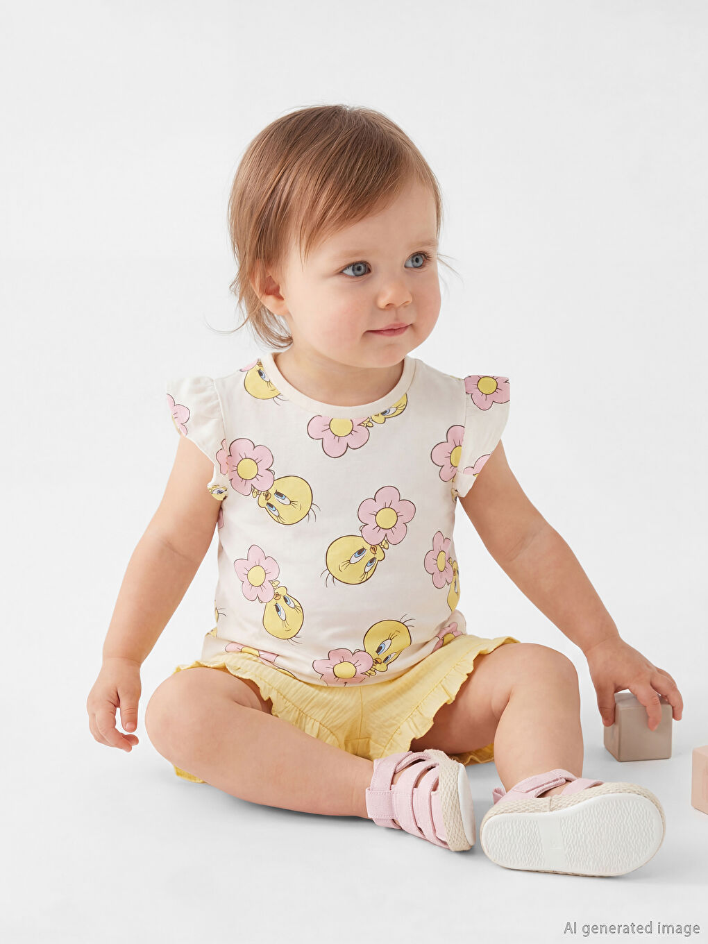 Tweety Printed Baby Girls' Shorts and T-Shirt-1