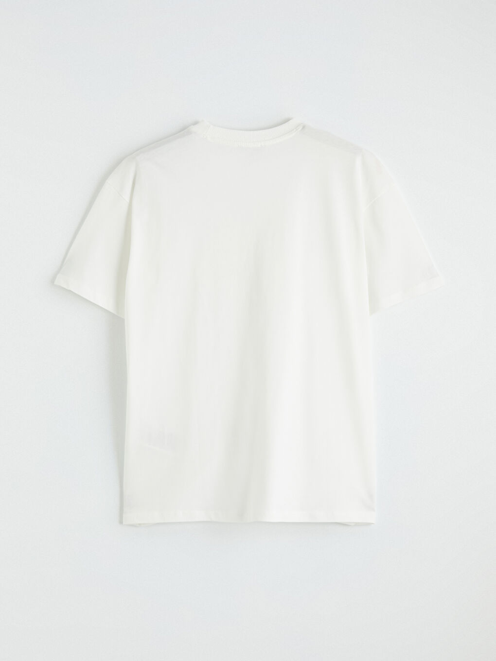 Ekru Bisiklet Yaka Çiçek Baskılı Kadın Tişört-2