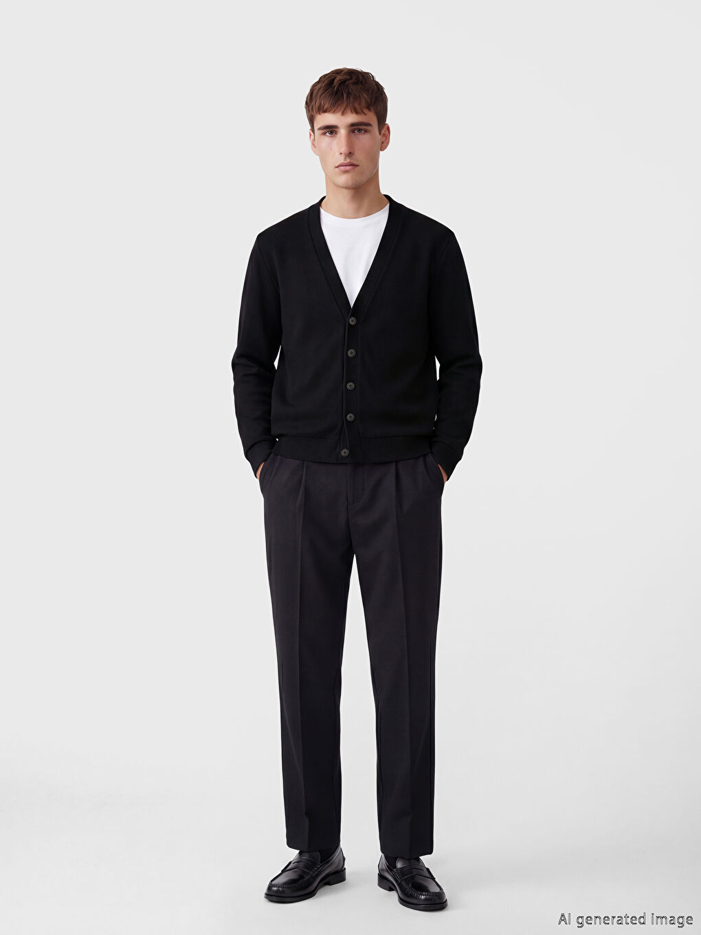 Siyah V Yaka Erkek Hırka-1