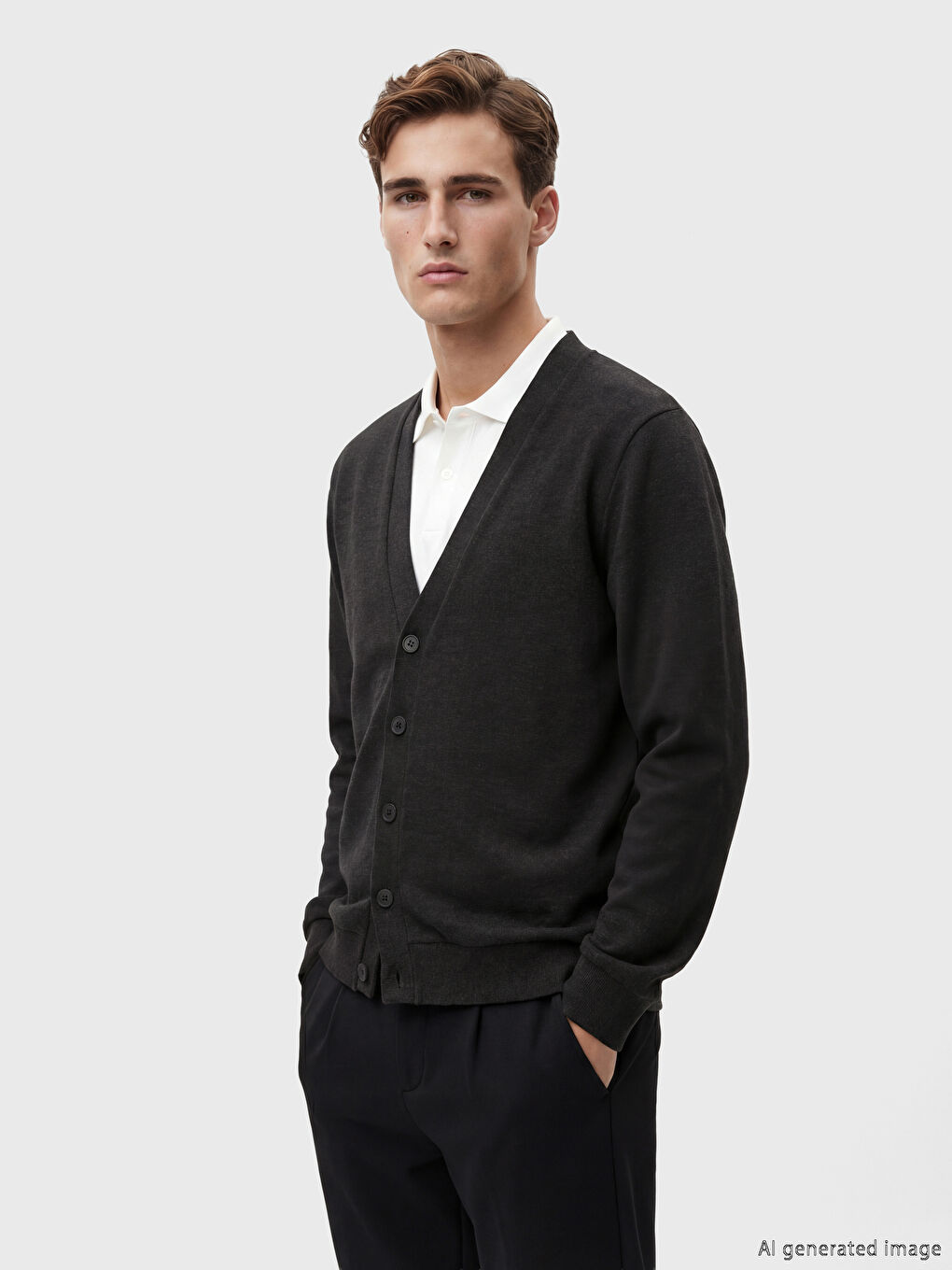 Antrasit V Yaka Erkek Hırka