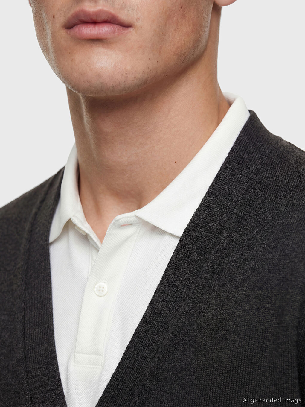 Antrasit V Yaka Erkek Hırka-2