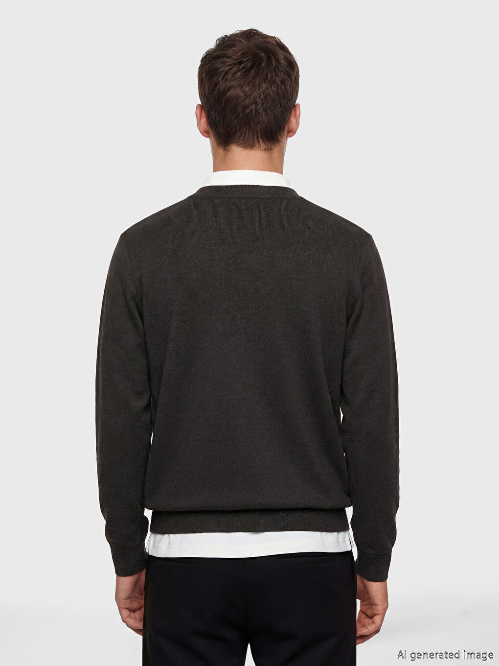 Antrasit V Yaka Erkek Hırka-3