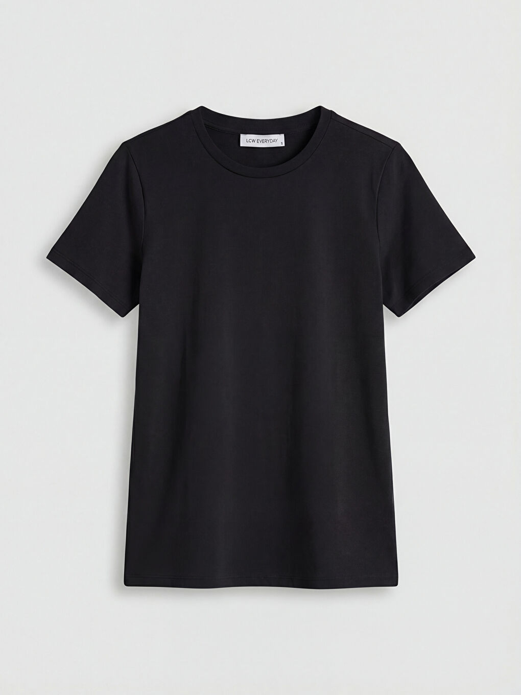 Siyah Bisiklet Yaka Kadın Tişört