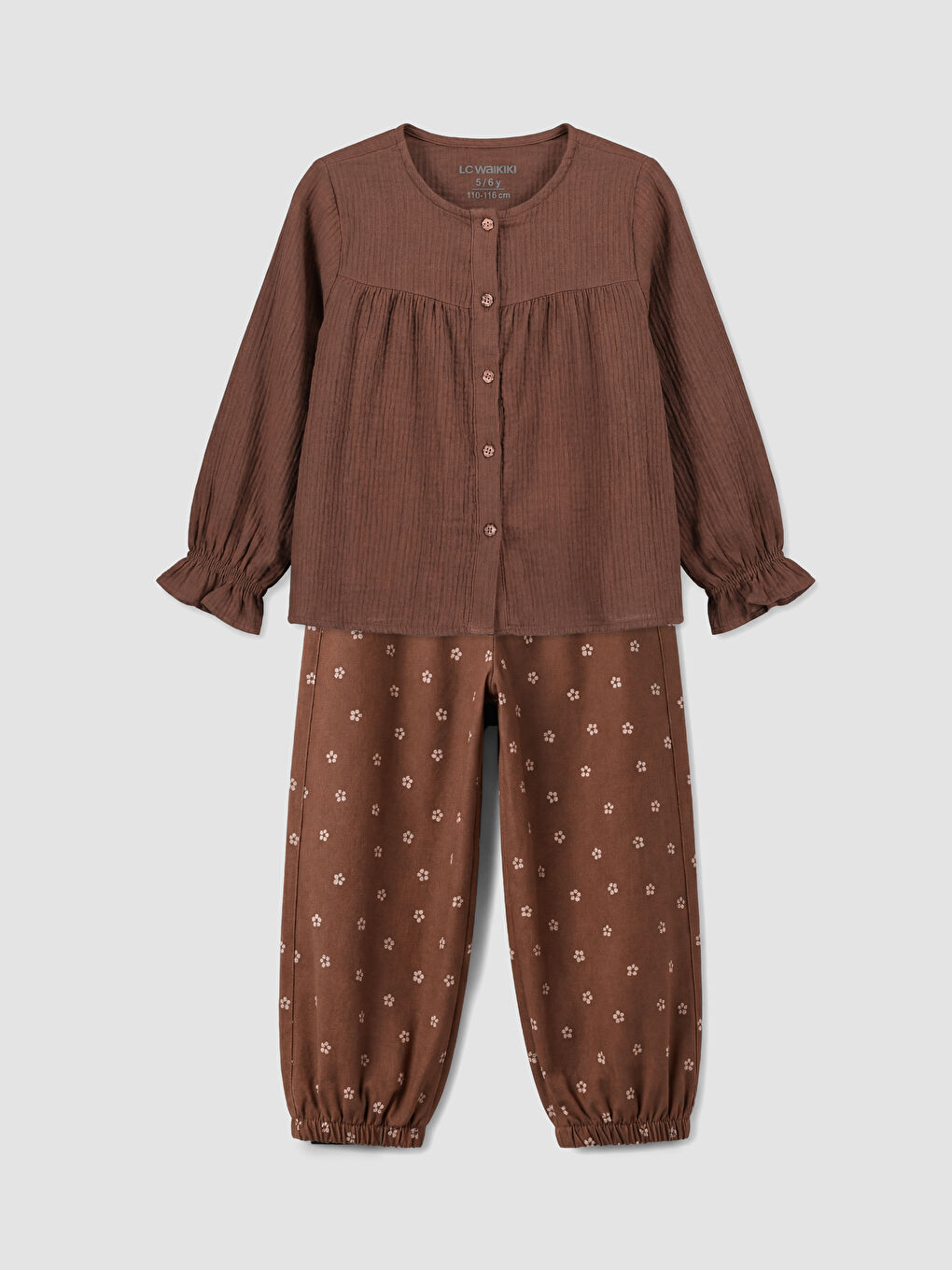 Kahverengi Kız Çocuk Bluz Ve Jogger Pantolon 2'li