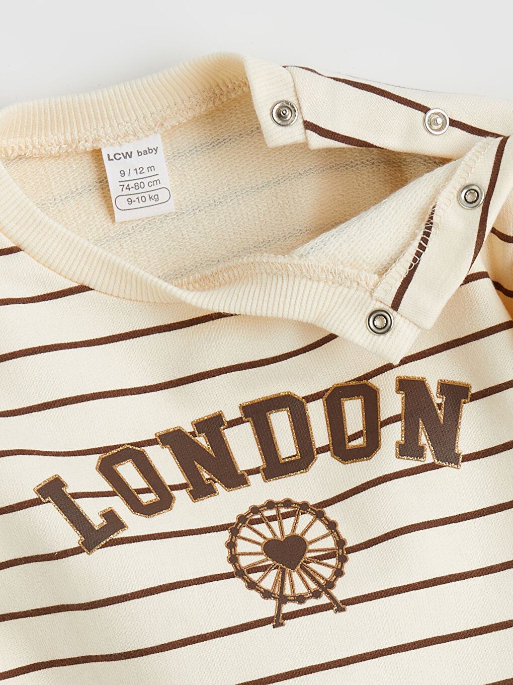 Ekru London Baskılı Fırfırlı Kız Bebek Sweatshirt ve Tayt-3