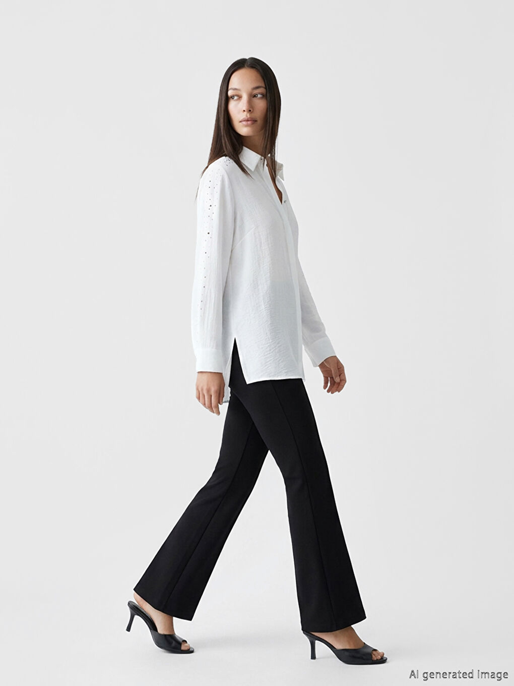 Beyaz Taşlı Aerobin Kadın Gömlek Tunik-1