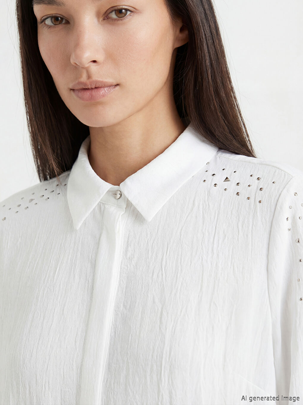 Beyaz Taşlı Aerobin Kadın Gömlek Tunik-2