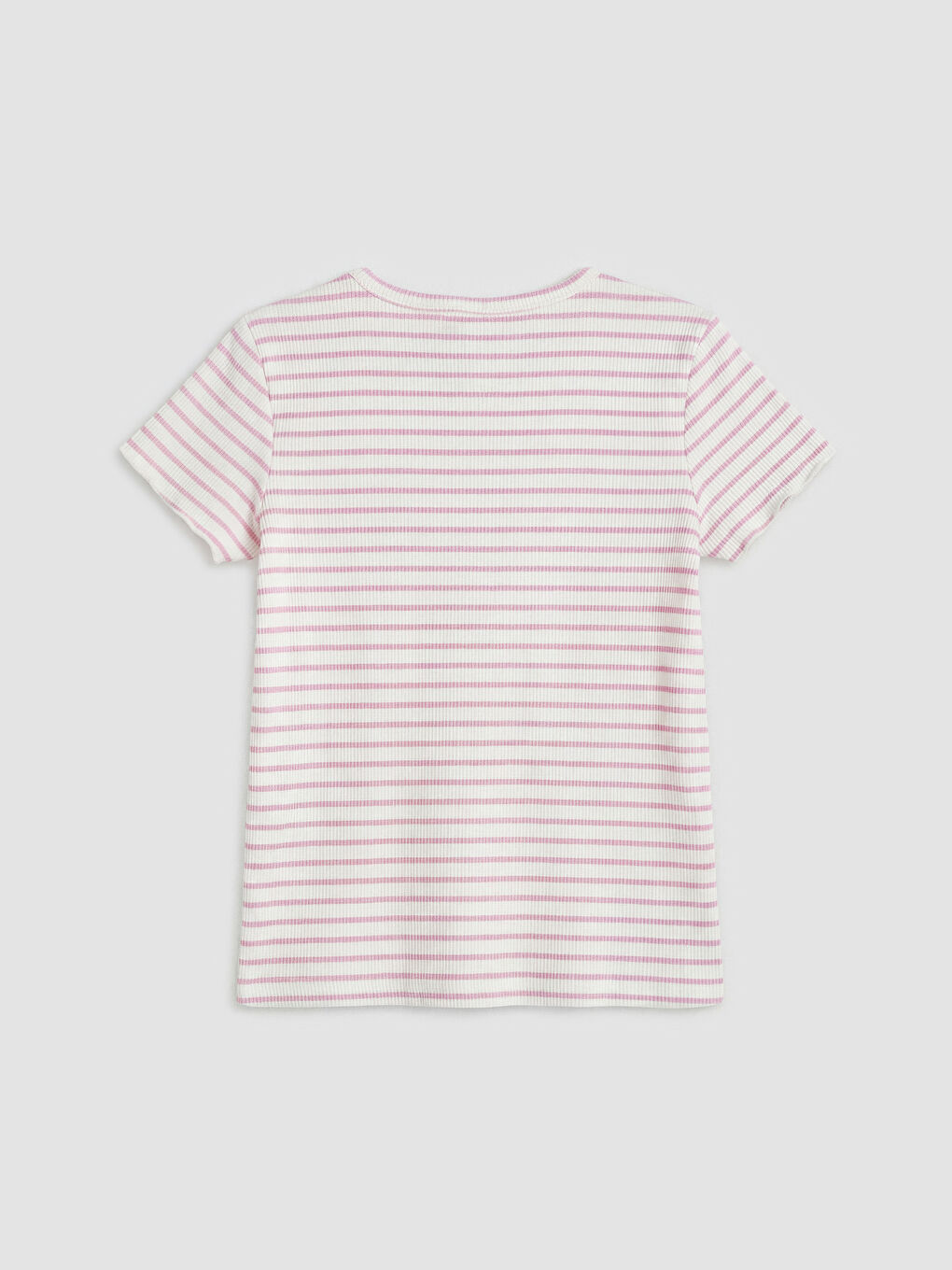 Lila Taşlı Kız Çocuk Fitilli Tişört-1