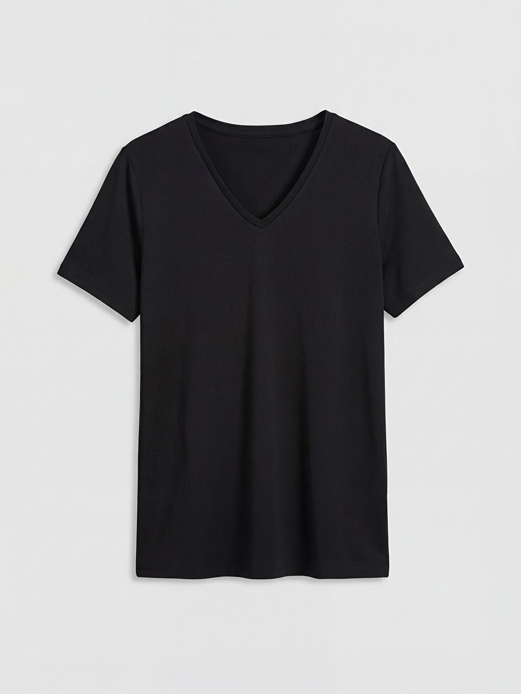 Siyah V Yaka Kadın Tişört	