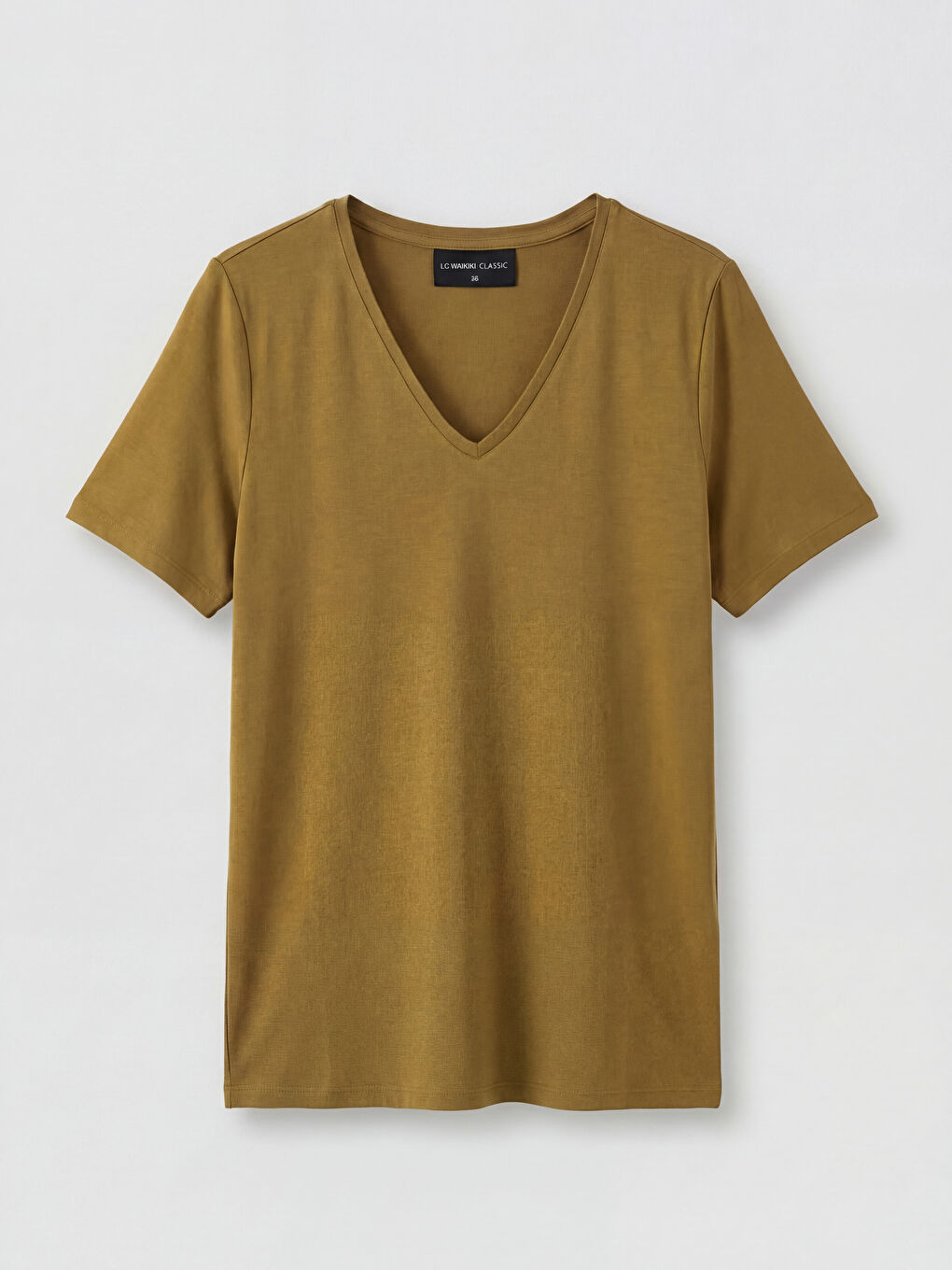 Yeşil V Yaka Kadın Tişört	