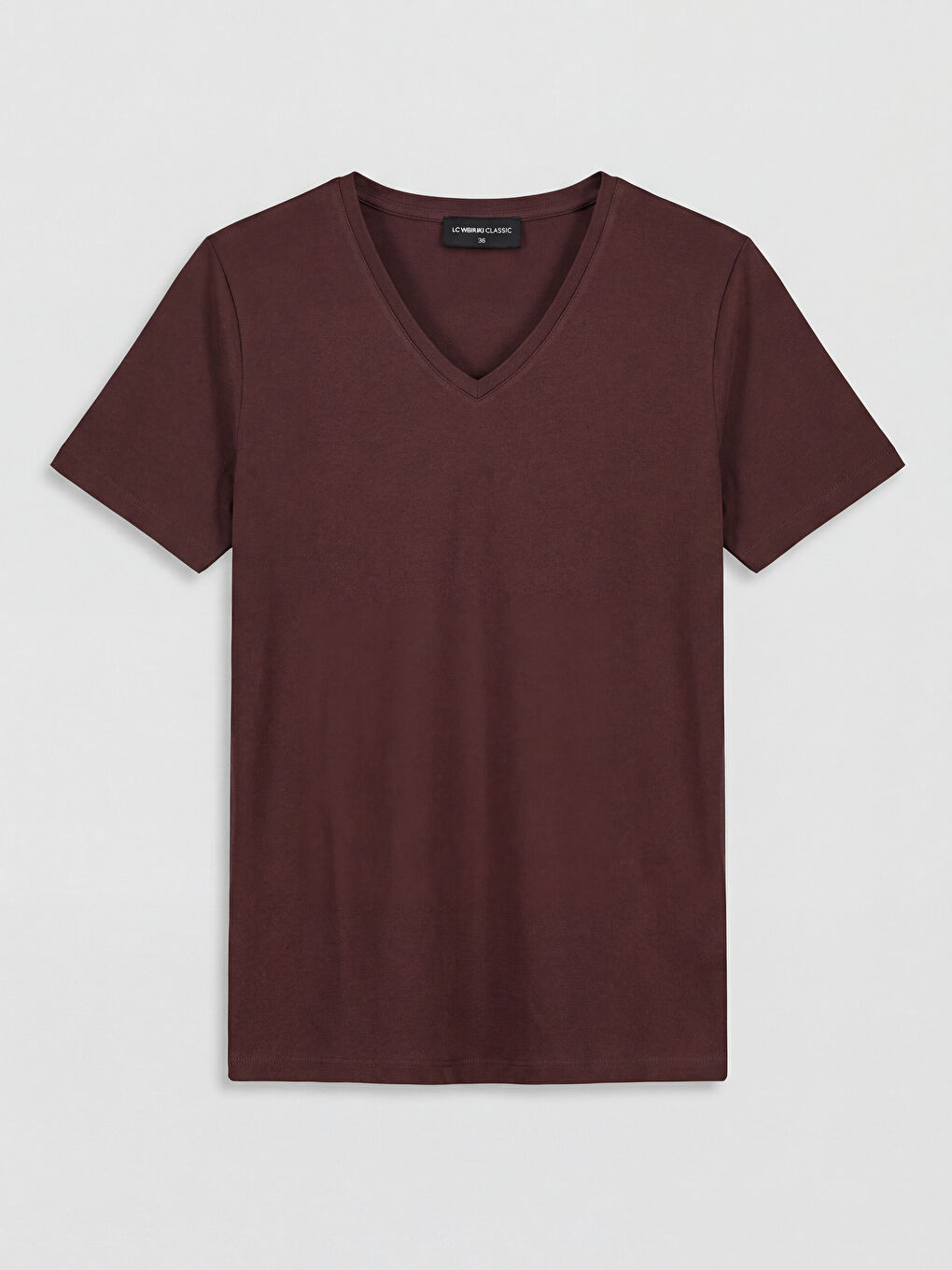 Mürdüm V Yaka Kadın Tişört	