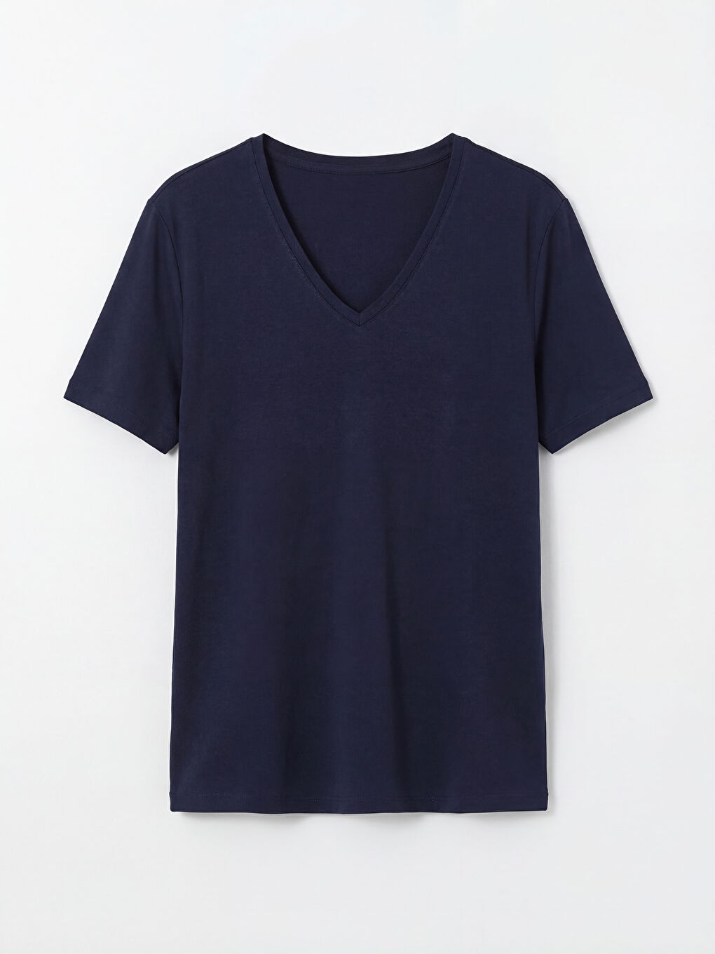 Lacivert V Yaka Kadın Tişört	