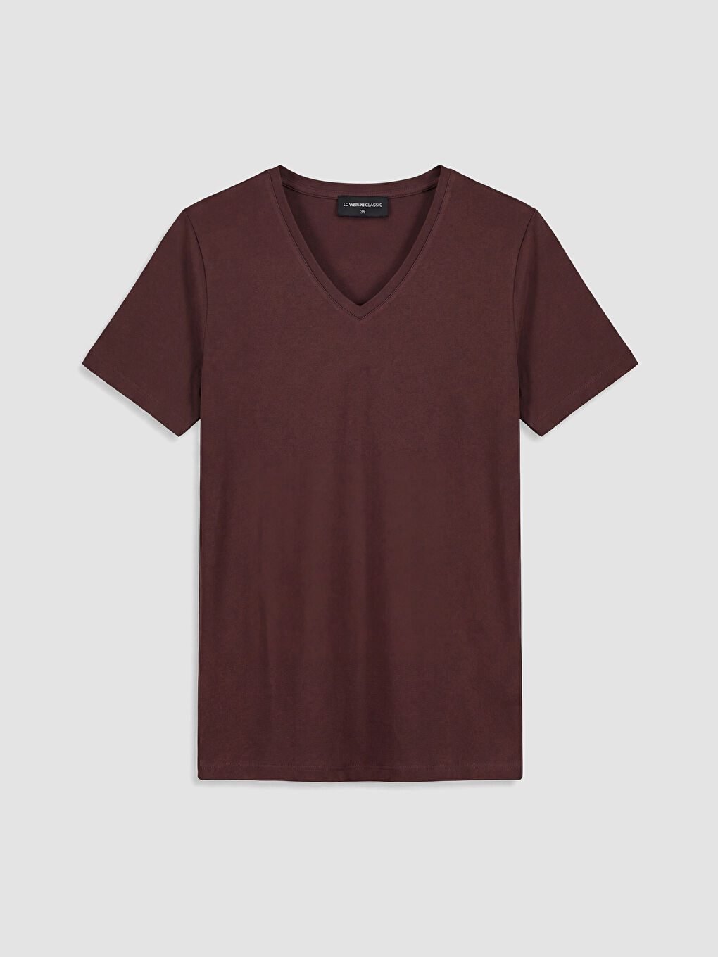 Mürdüm V Yaka Kadın Tişört	-4