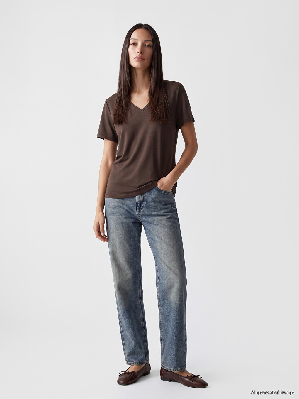 V Neck Women's T-Shirt-1