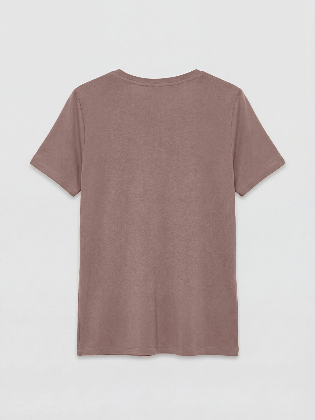 Kahverengi V Yaka Kadın Tişört	-5