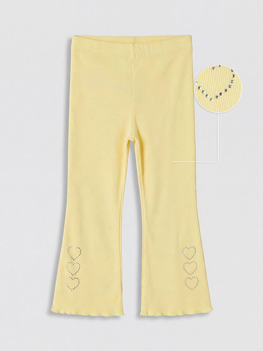 Sarı Kız Çocuk Taşlı İspanyol Paça Fitilli Tayt