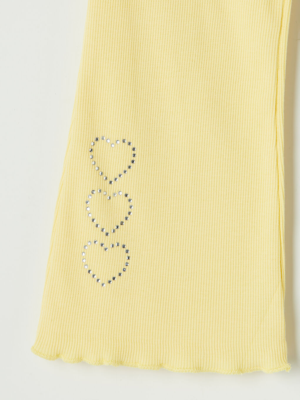 Sarı Kız Çocuk Taşlı İspanyol Paça Fitilli Tayt-2