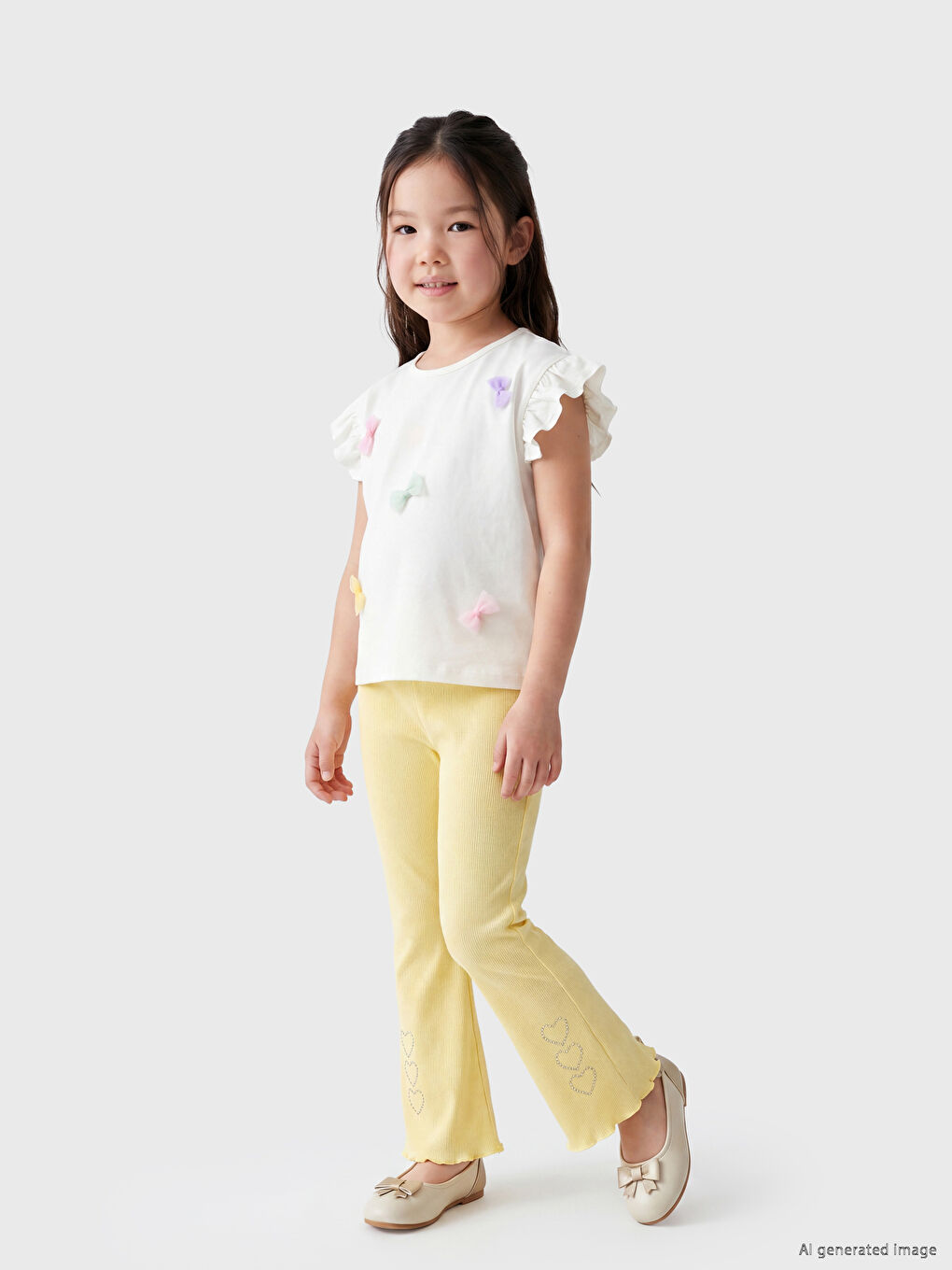 Girls' Rhinestone Embellished Flare Ribbed Leggings