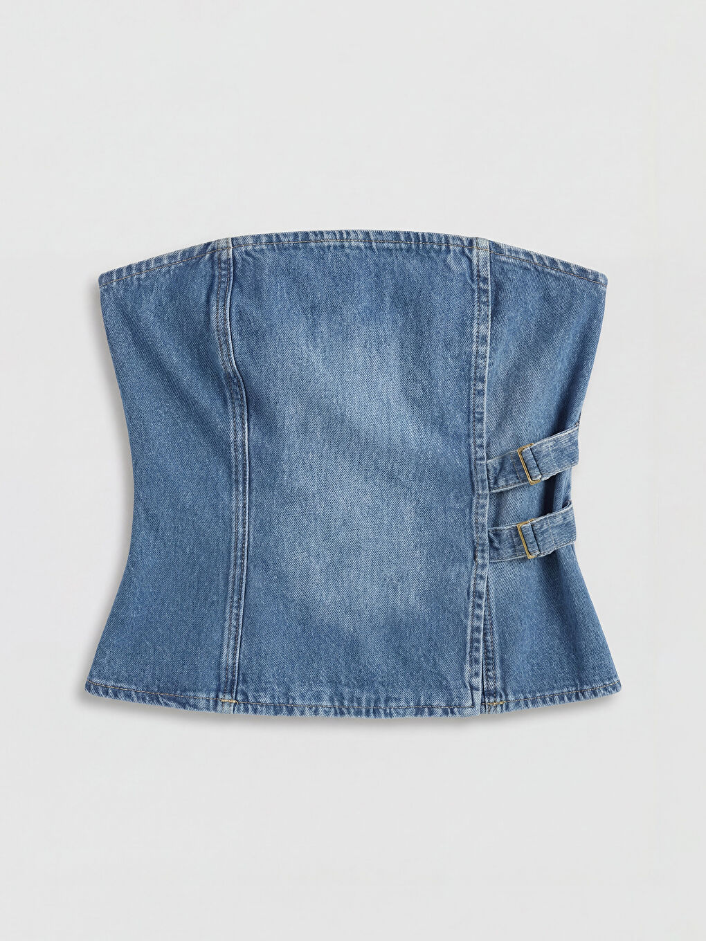 İndigo Straplez Yaka Jean Bluz