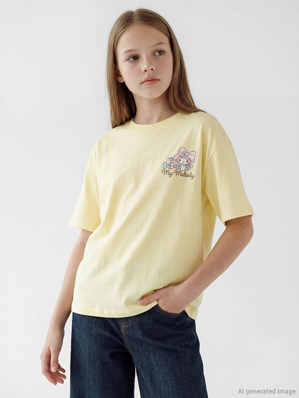 Ekru My Melody Baskılı Kız Çocuk Tişört 3'lü-2