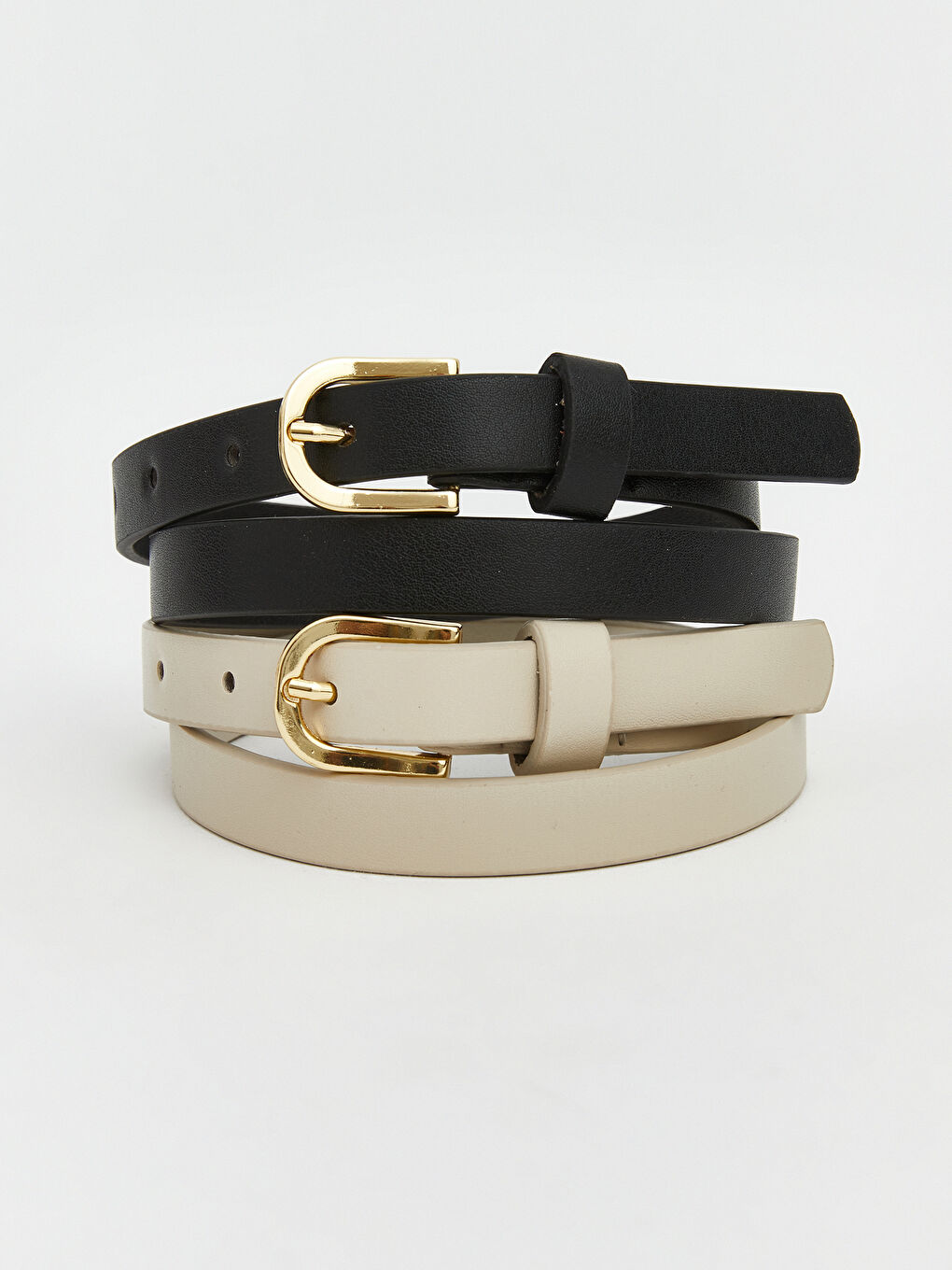 Siyah Deri Görünümlü Kız Çocuk Kemer 2'li