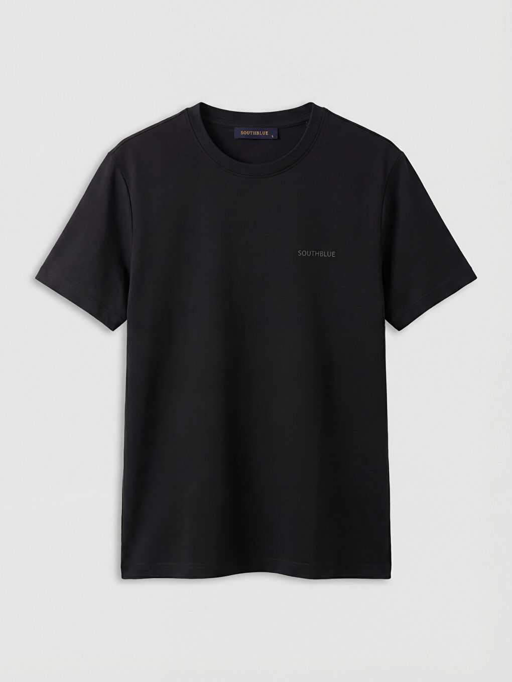 Siyah Bisiklet Yaka Baskılı Erkek Tişört