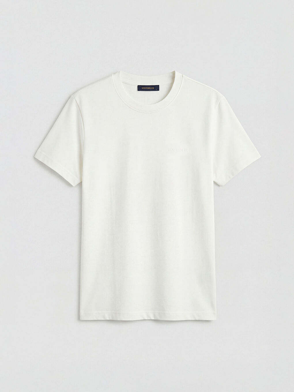 Ekru Bisiklet Yaka Baskılı Erkek Tişört