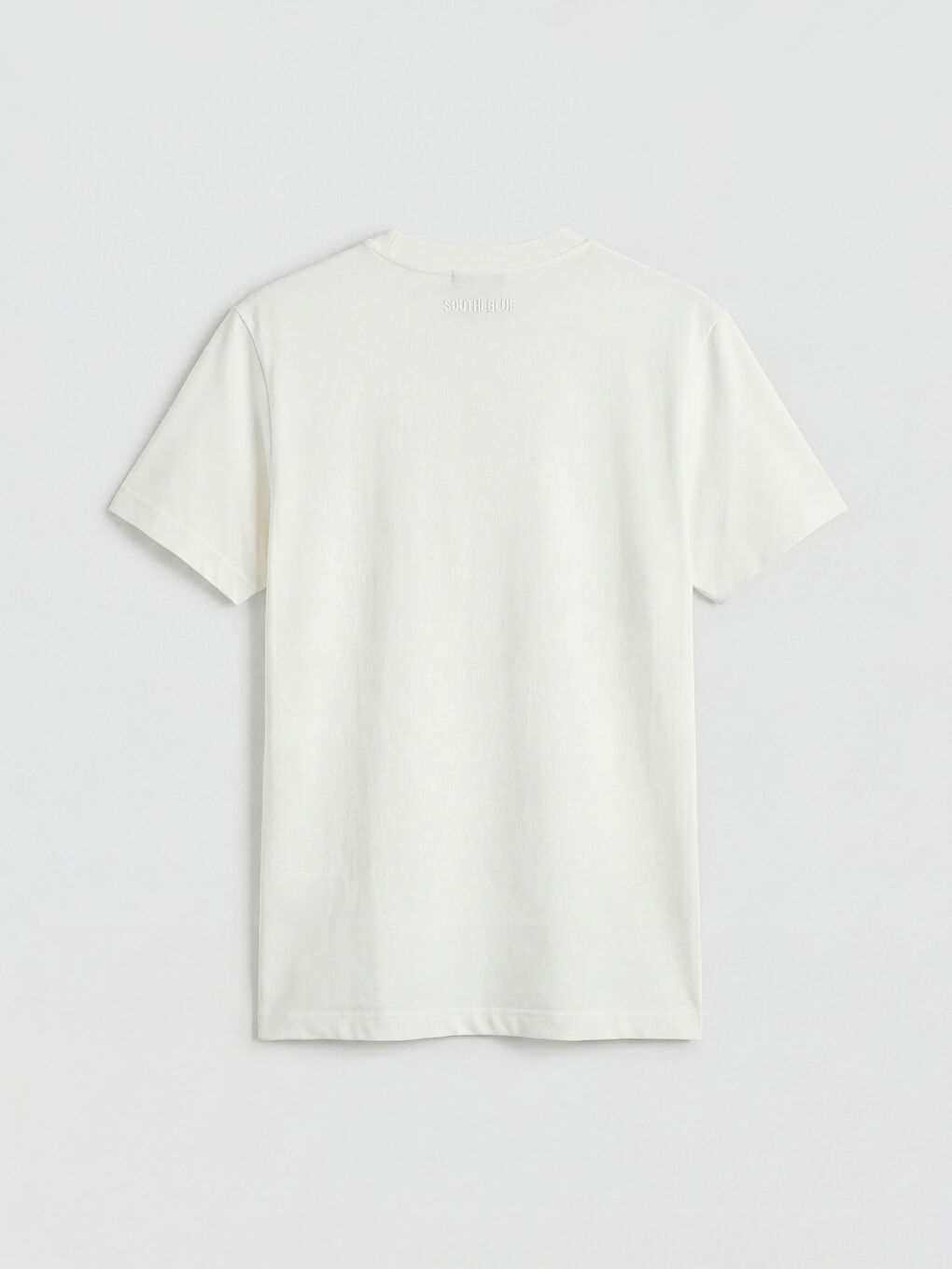 Ekru Bisiklet Yaka Baskılı Erkek Tişört-1