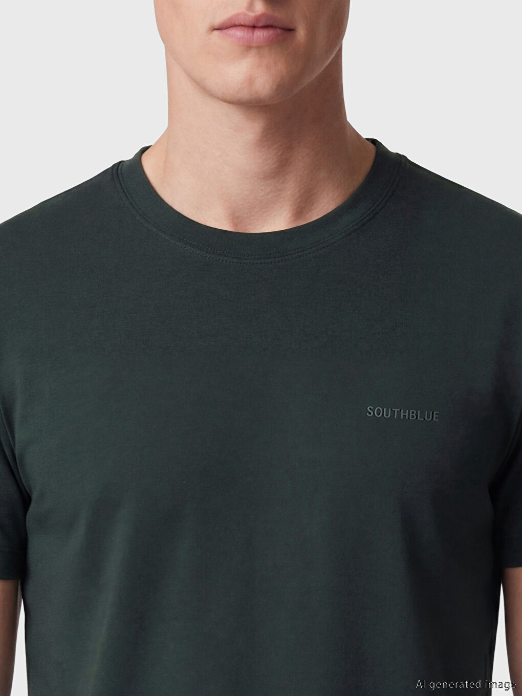 Yeşil %100 Pamuk Regular Fit Basic Kalın Tişört-2