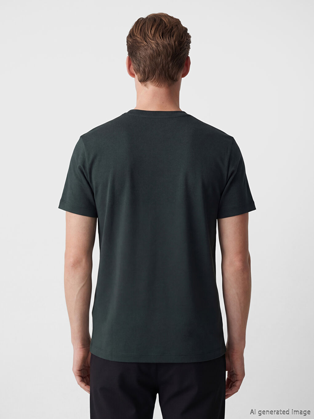 Yeşil %100 Pamuk Regular Fit Basic Kalın Tişört-3