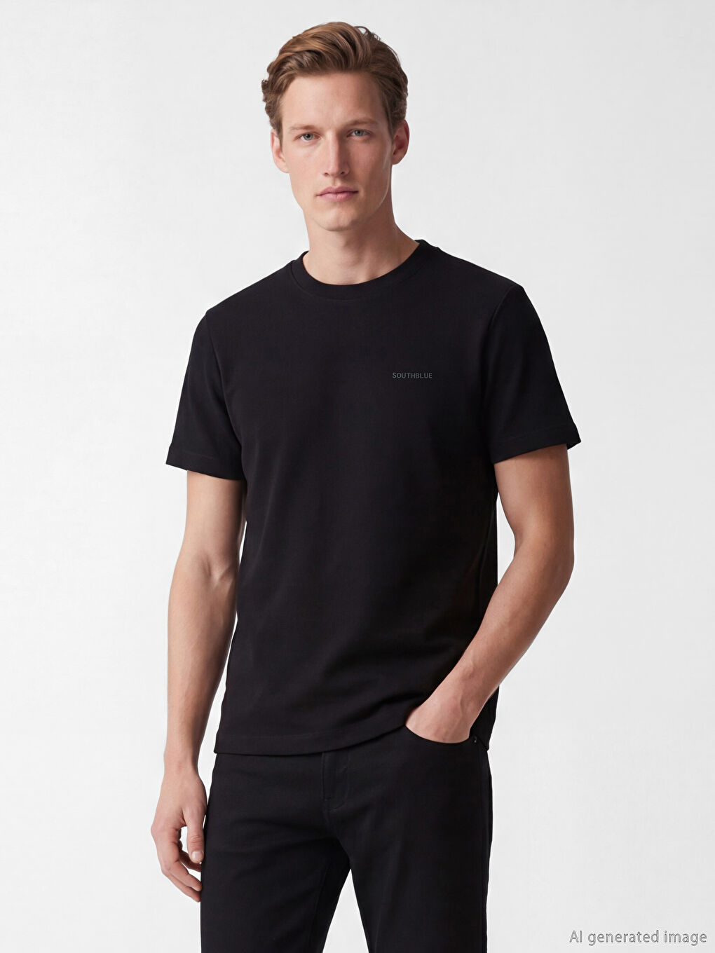 Siyah %100 Pamuk Regular Fit Basic Kalın Tişört